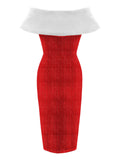 [Pre-Sale] Red 1960s Plush Bow Pencil Dress With Cape