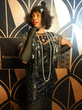 Black 1920s Sequin Maxi Flapper Dress