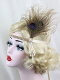 [US Warehouse] Apricot 1920s Feather Flapper Headband