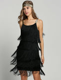 Belted Black 1920s Fringe Gatsby Dress