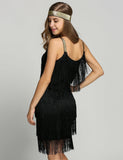Belted Black 1920s Fringe Gatsby Dress