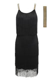 Belted Black 1920s Fringe Gatsby Dress