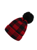 Red & Black Plaid Hairball Knitted Parent Hat