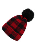 Red & Black Plaid Hairball Knitted Parent Hat