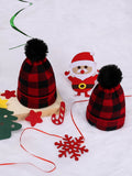 Red & Black Plaid Hairball Knitted Parent Hat