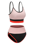 Apricot 1940s Patchwork Spaghetti Strap Swimsuit