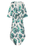 Palm Leaves Bohemian Lace-Up Cover Up