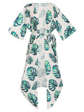 Palm Leaves Bohemian Lace-Up Cover Up