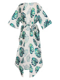 Palm Leaves Bohemian Lace-Up Cover Up