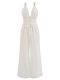 Ivory V-Neck Spaghetti Strap Jumpsuit