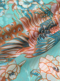 Blue Floral Bohemian Lace-Up Cover Up