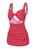 [US Warehouse] Red 1940s Polka Dot Strap One-Piece Swimsuit