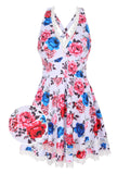 [Plus Size] Retro Floral One-Piece Swimsuit