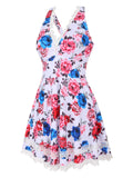 [Plus Size] Retro Floral One-Piece Swimsuit