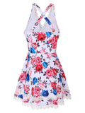 [Plus Size] Retro Floral One-Piece Swimsuit