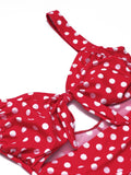 [US Warehouse] Red 1940s Polka Dot Strap One-Piece Swimsuit