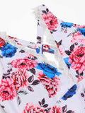 [Plus Size] Retro Floral One-Piece Swimsuit
