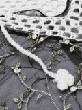 Black Floral Embroidered Ruffle Cover Up