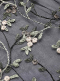 Black Floral Embroidered Ruffle Cover Up