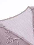 Purple Embroidered Bohemian Lace-Up Cover Up