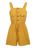 Yellow 1950s Solid Strap Romper