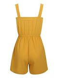 Yellow 1950s Solid Strap Romper