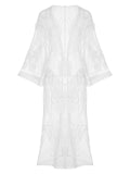 White Butterfly Embroidered Lace Cover Up