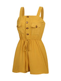 Yellow 1950s Solid Strap Romper