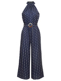 1950s Polka Dot Belt Jumpsuit