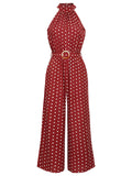 1950s Polka Dot Belt Jumpsuit