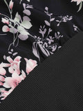 Black Floral V-Neck Vintage Bodysuit