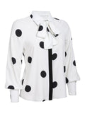Retro Polka Dots Tie-Up Blouse