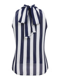 Navy Blue Stripe Sleeveless Blouse