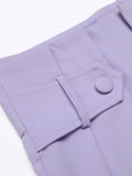 2PCS Purple Ploka Dots Sleeve Blouse & Solid Pants