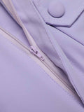 2PCS Purple Ploka Dots Sleeve Blouse & Solid Pants