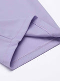2PCS Purple Ploka Dots Sleeve Blouse & Solid Pants