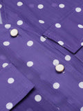 2PCS Purple Ploka Dots Sleeve Blouse & Solid Pants