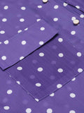 2PCS Purple Ploka Dots Sleeve Blouse & Solid Pants