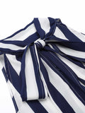 Navy Blue Stripe Sleeveless Blouse