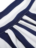 Navy Blue Stripe Sleeveless Blouse