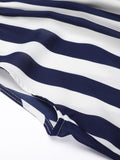 Navy Blue Stripe Sleeveless Blouse
