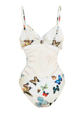 [US Warehouse] Butterflys Strap One-piece Swimsuit & Cover-up Skirt
