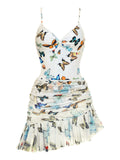 [US Warehouse] Butterflys Strap One-piece Swimsuit & Cover-up Skirt
