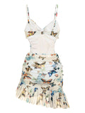 [US Warehouse] Butterflys Strap One-piece Swimsuit & Cover-up Skirt