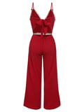 Red 1950s Solid Strap Vintage Jumpsuit