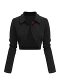 [US Warehouse] Black 1950s Textured Knitted Crop Jacket