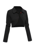 [US Warehouse] Black 1950s Textured Knitted Crop Jacket