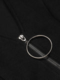 Black 1950s Lapel Leopard Patchwork Dress