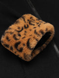 Black 1950s Lapel Leopard Patchwork Dress