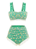 Green Summer Daisy Strap Swimsuit